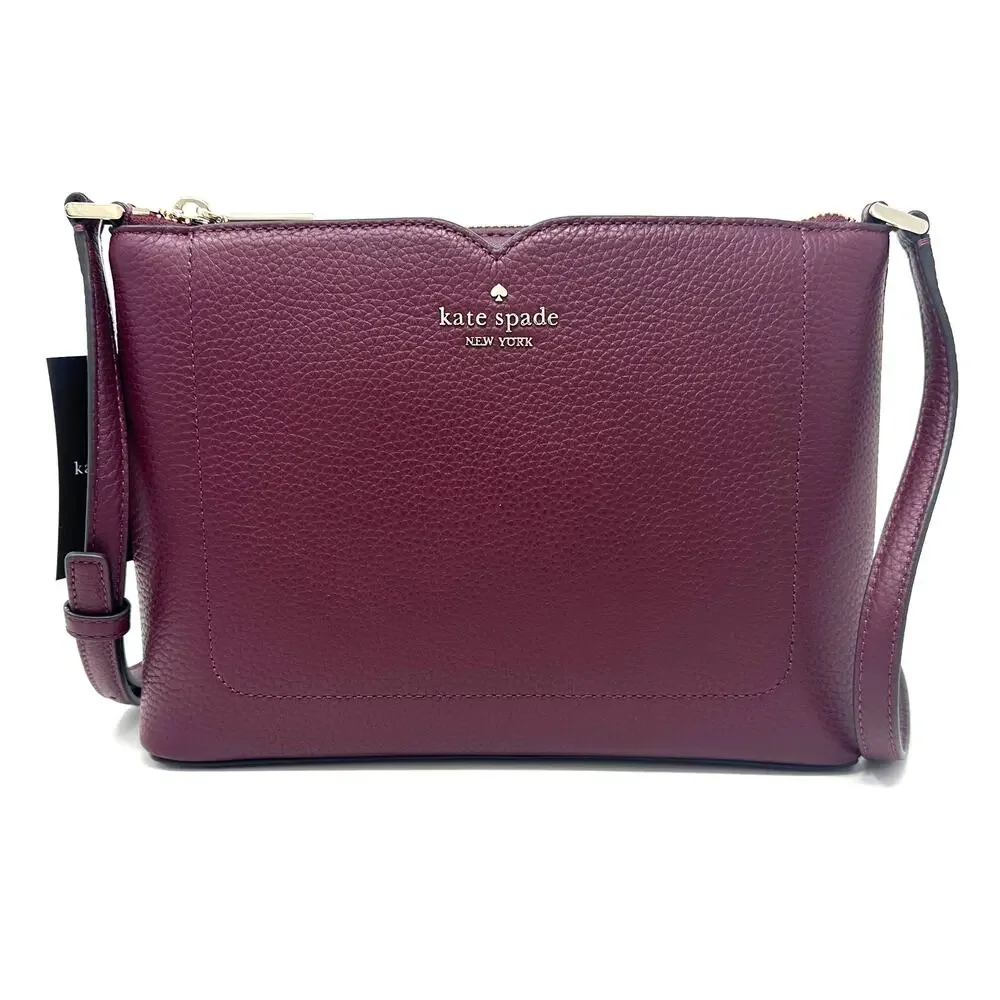 Kate Spade Harlow Crossbody Purse Deep Berry Purple Leather WKR00058